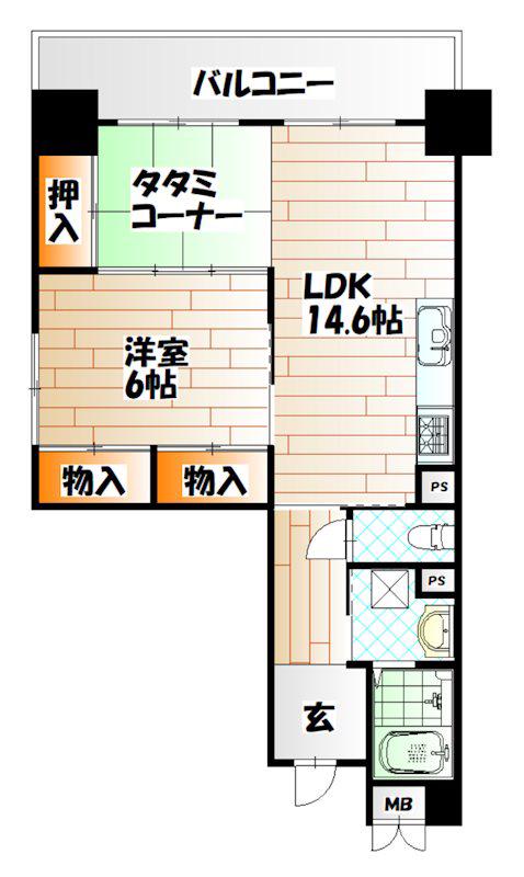 ルワージュ八幡駅前I(1LDK/13階)の間取り写真
