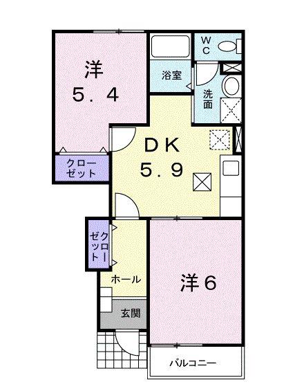 ラフレシールI(2K/1階)の間取り写真