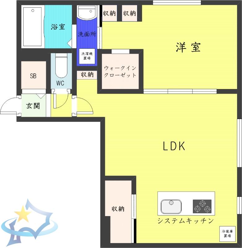 RーFINO札幌桑園(1LDK/4階)の間取り写真