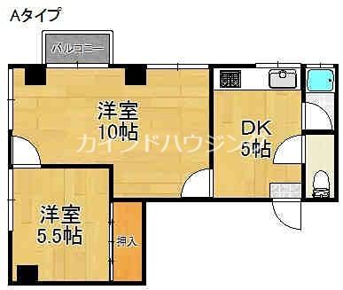 パルミエール岸里(2DK/4階)の間取り写真