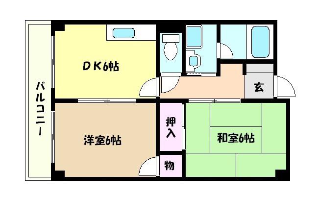 住吉川ガーデンハイツ(2DK/3階)の間取り写真