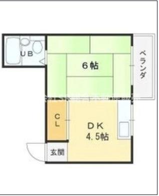 箱殿ハイツ(1DK/2階)の間取り写真