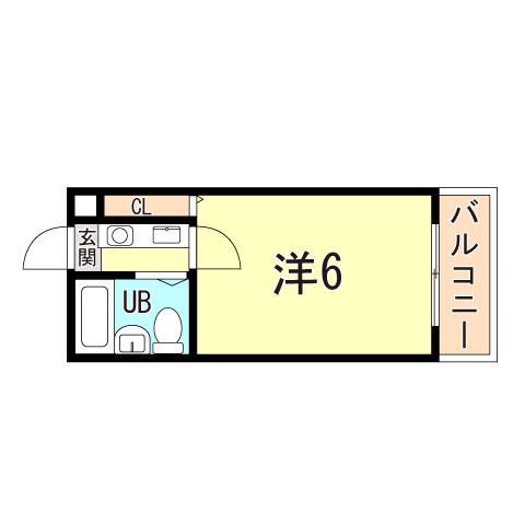 ヒルズ野間(1K/2階)の間取り写真