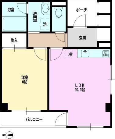 グリンデルヒルズ(1LDK/2階)の間取り写真