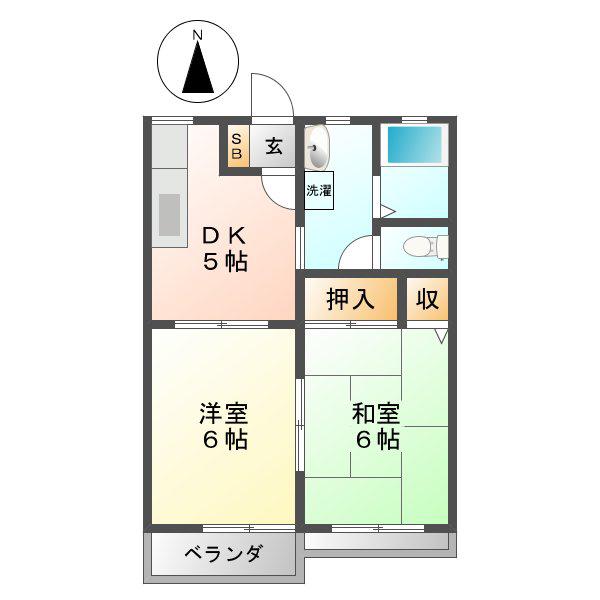 シーサイドパレス(2DK/1階)の間取り写真