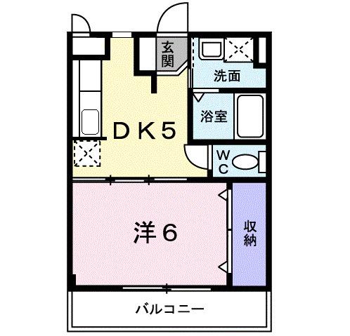 カーサフィオーレII(1DK/2階)の間取り写真