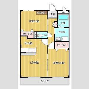 アムールディアコートⅡ(2LDK/3階)の間取り写真