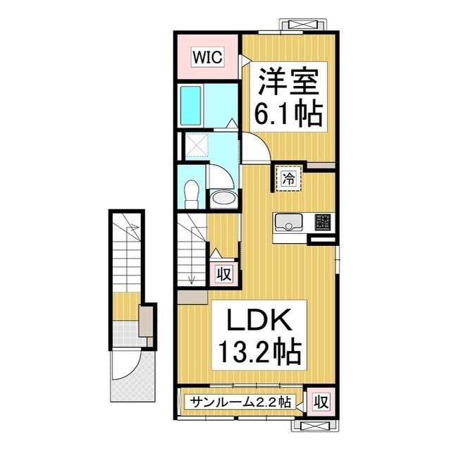 ブルージュK(1LDK/2階)の間取り写真