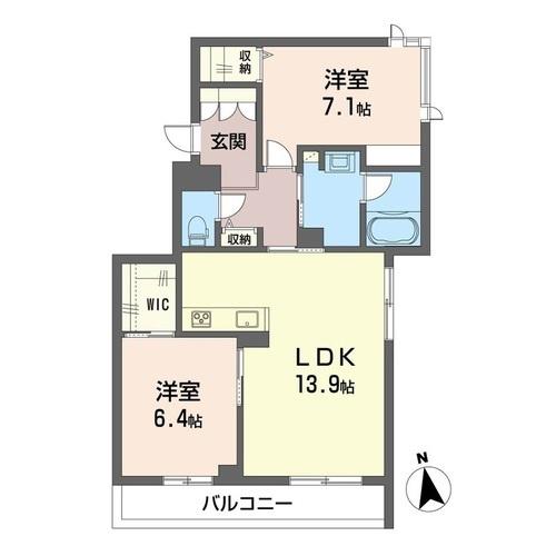 ラフィネ湘南(2LDK/3階)の間取り写真