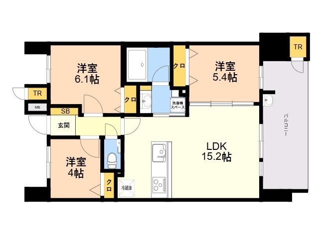 S-RESIDENCE愛宕サウス(3LDK/10階)の間取り写真
