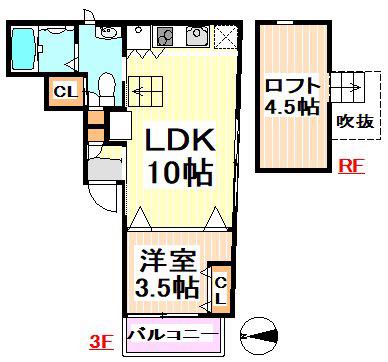グランニール明大前(1LDK/3階)の間取り写真