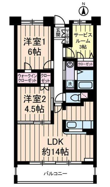 エコタワーバオバブ(2SLDK/4階)の間取り写真