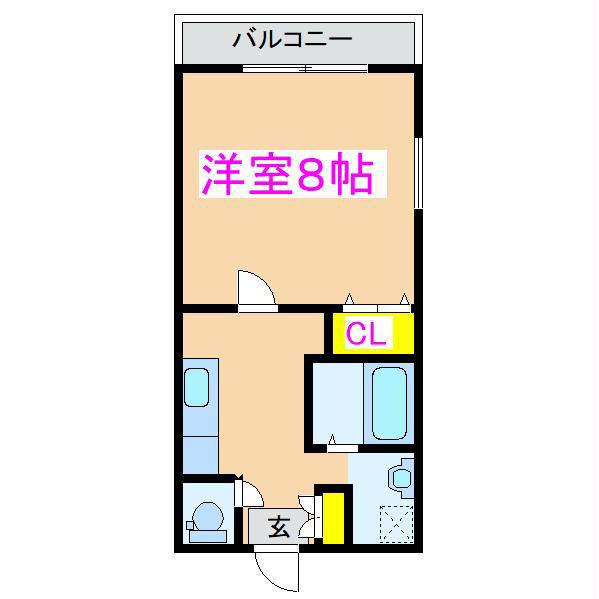 フェヴァリーVI(1K/2階)の間取り写真