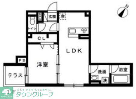 蕨市錦町4丁目  北棟(1LDK/1階)の間取り写真