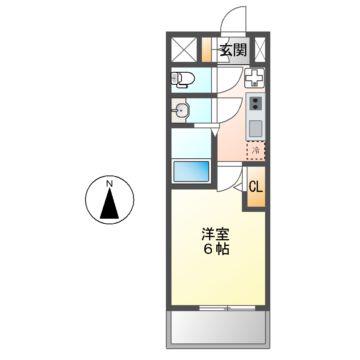 ディアレイシャス名古屋浄心II(1K/4階)の間取り写真