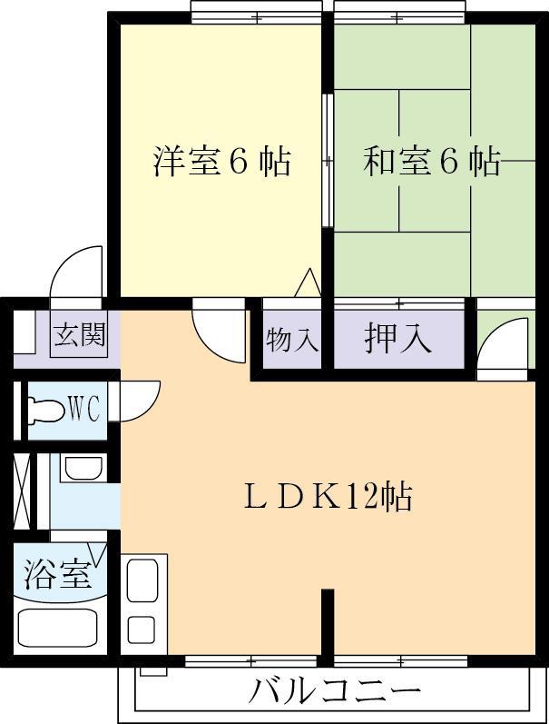 サンビレッジロイヤルB(2LDK/1階)の間取り写真
