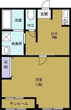 ヴィラナリー港晴(1DK/6階)の間取り写真