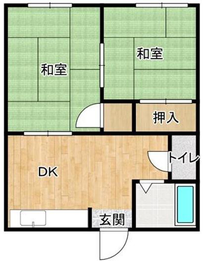 ハイツロクバンカン(2DK/2階)の間取り写真