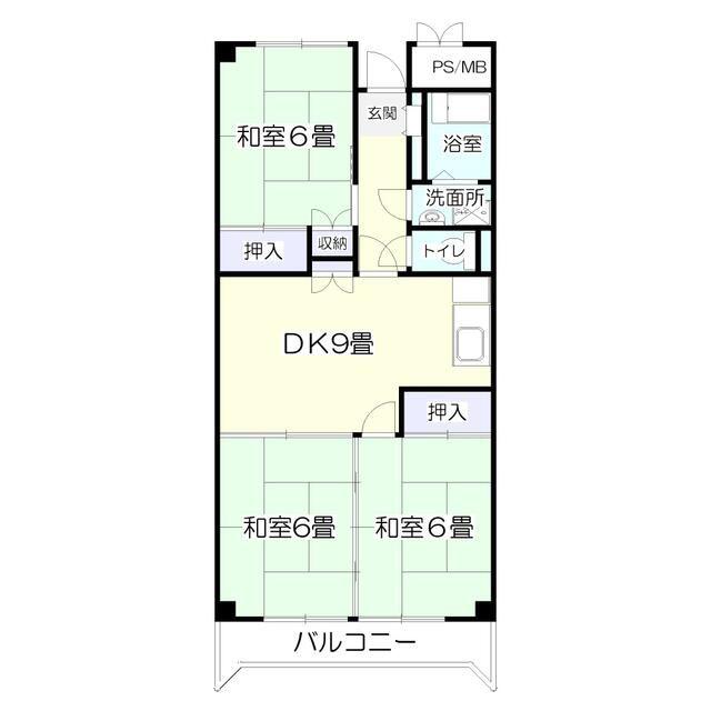 サンシティ・アベ(3DK/4階)の間取り写真
