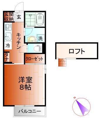 はなこーぽ奥沢(1K/2階)の間取り写真