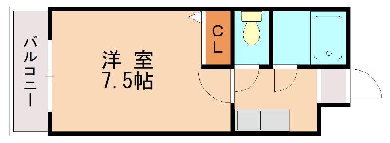 ウィザード九工大前(1K/2階)の間取り写真