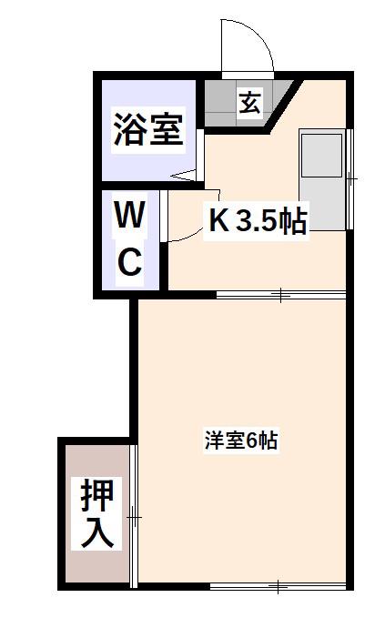 COUNT I(1K/2階)の間取り写真