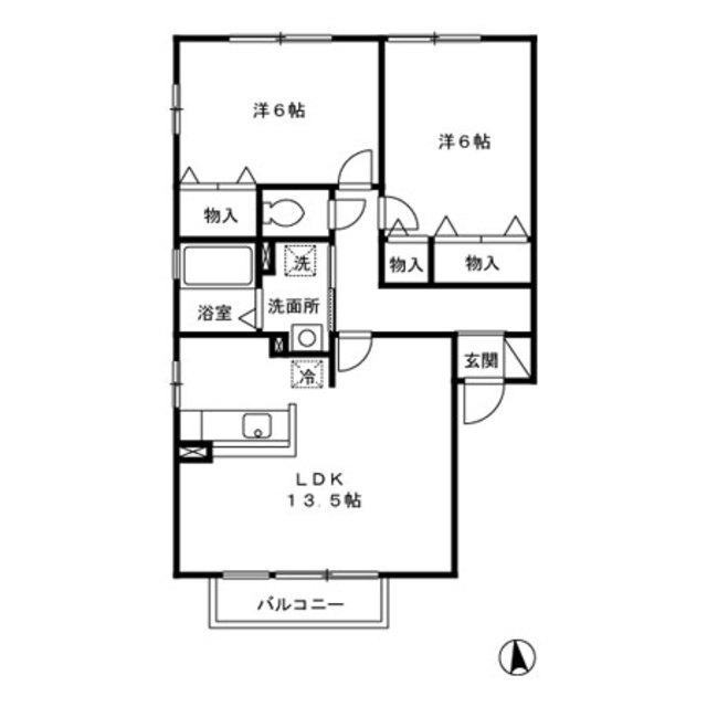FANTASISTA(2LDK/2階)の間取り写真