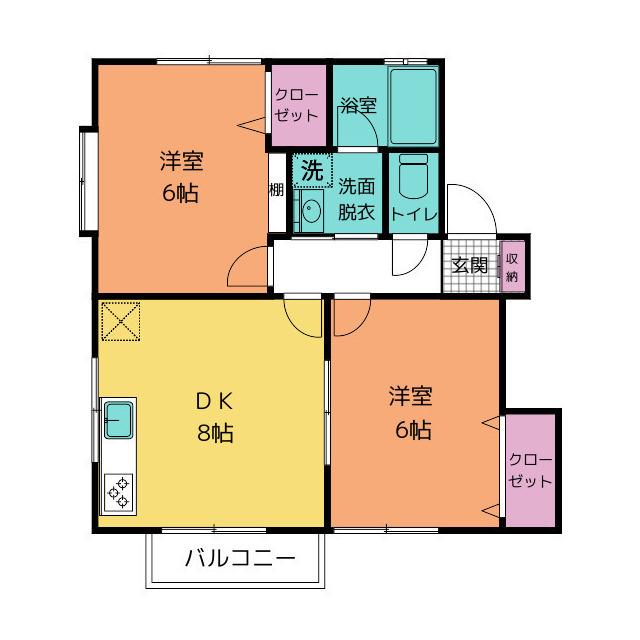 クオーレ新橋(2DK/2階)の間取り写真