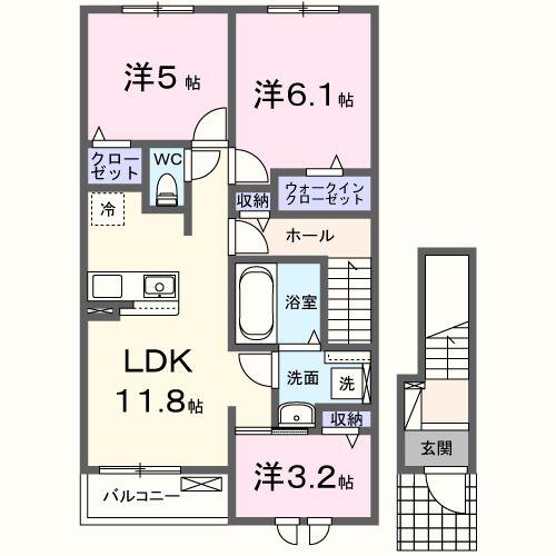 アルコ・イリス(3LDK/2階)の間取り写真