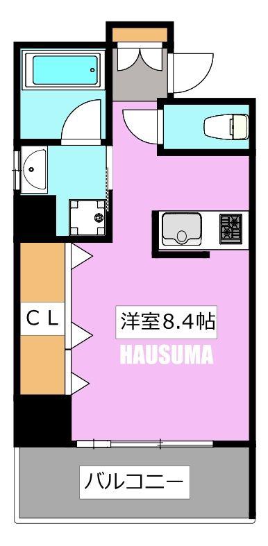 CASCADE(ワンルーム/1階)の間取り写真