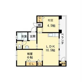 マンション東花園(2LDK/4階)の間取り写真