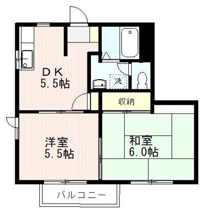 ベルウッド(2DK/1階)の間取り写真