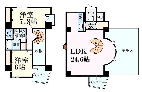 フィールトレイン(2LDK/4階)の間取り写真