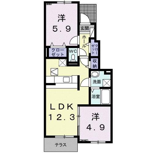 ラヴ・リッサIV(2LDK/1階)の間取り写真