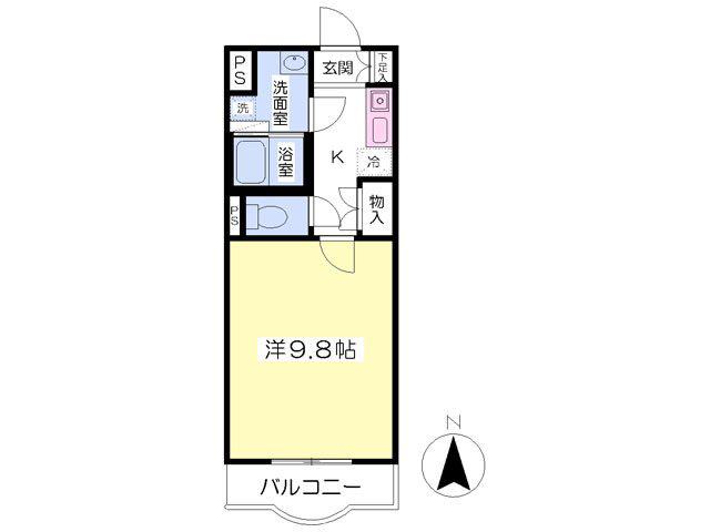 富士見アーバンハウス(1K/2階)の間取り写真