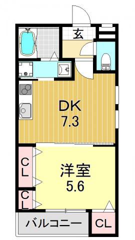 フジパレス喜連西(1DK/1階)の間取り写真