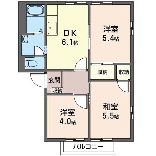 ハイツサンモールI(3DK/2階)の間取り写真