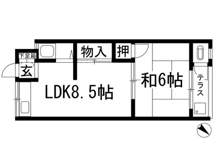 小野マンション(1LDK/2階)の間取り写真