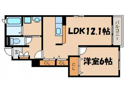 ブリッサ瀬野I(1LDK/1階)の間取り写真