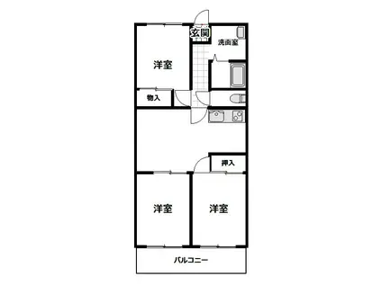 レディーバード18(3LDK/3階)の間取り写真