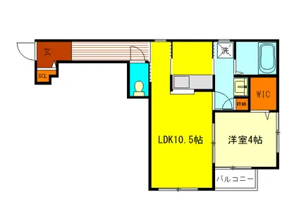 ハイツ吉祥(1LDK/2階)の間取り写真