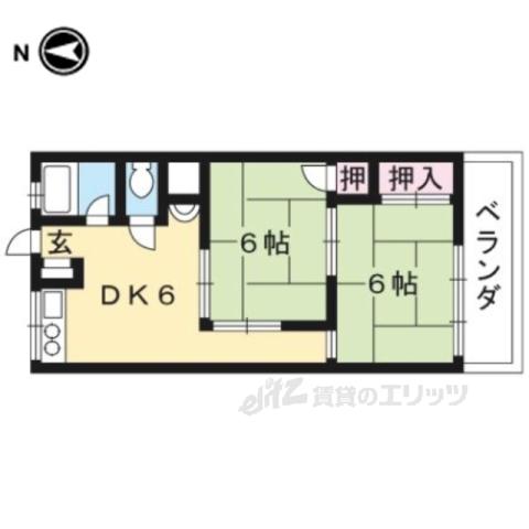 コーポラス城南(2DK/2階)の間取り写真