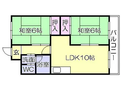 西田ハイツ(2LDK/2階)の間取り写真
