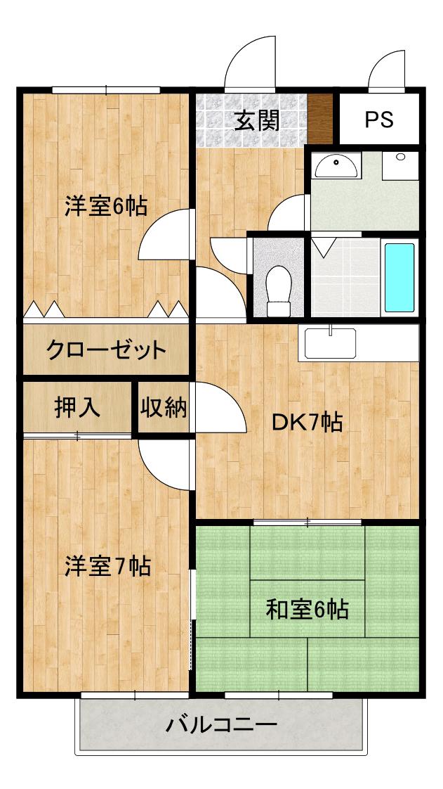 サンセール垂水(3DK/3階)の間取り写真