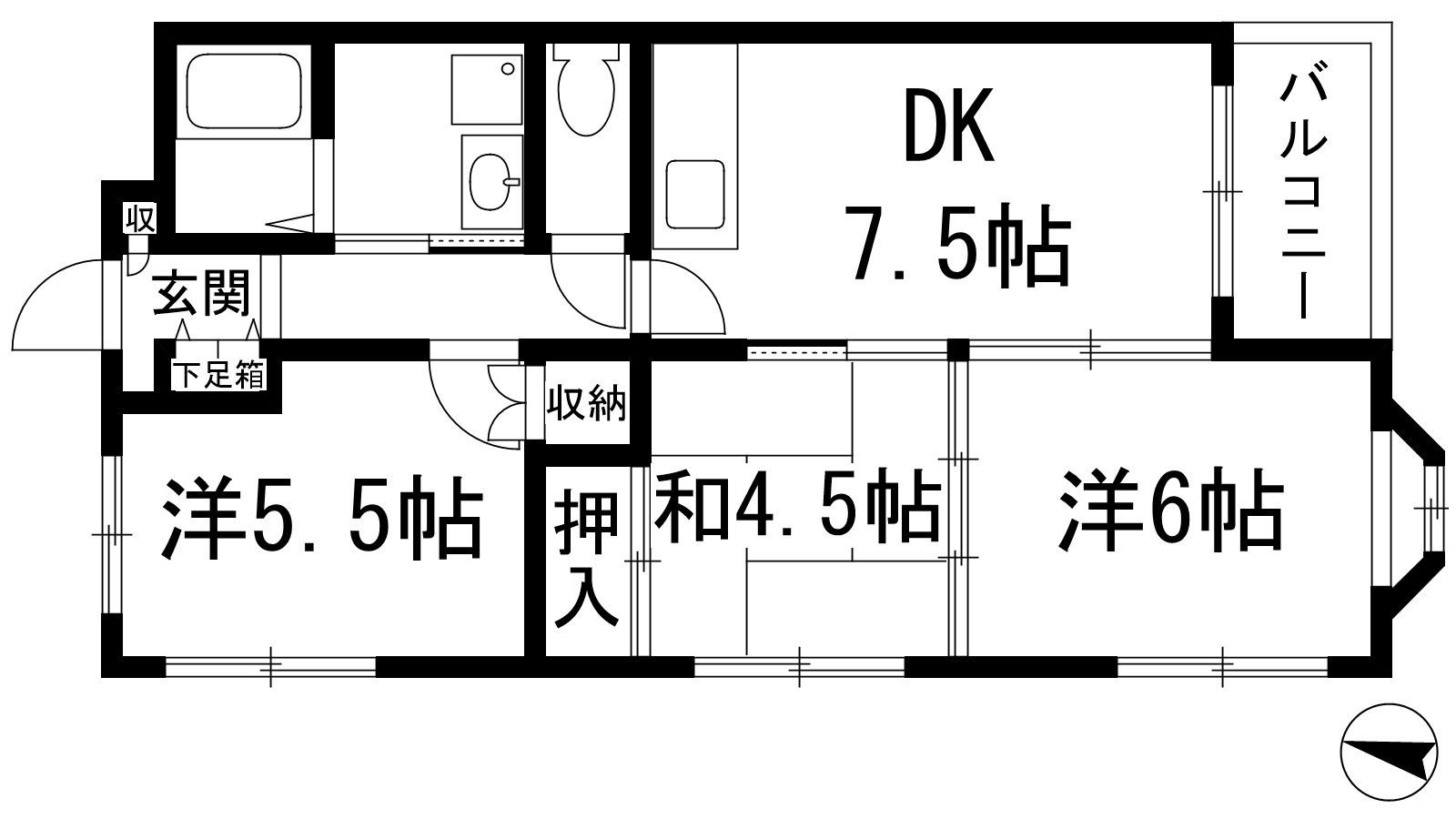 ボナール中西(3DK/3階)の間取り写真