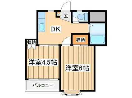ライフピアモア京町(2DK/1階)の間取り写真