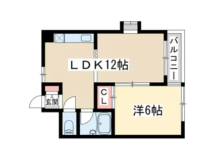 ピア土江PARTⅡ(1LDK/5階)の間取り写真