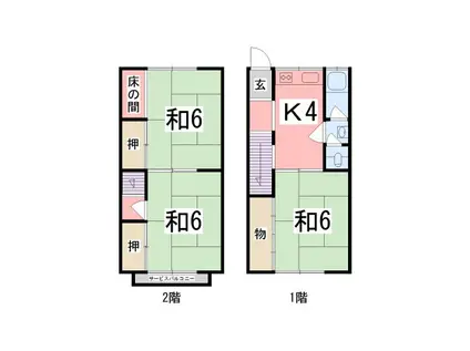 大林荘北棟(3K/1階)の間取り写真