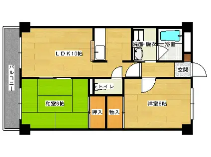 アパートメント重森(2LDK/2階)の間取り写真