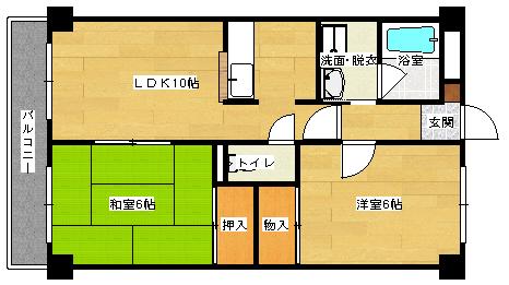 アパートメント重森(2LDK/2階)の間取り写真